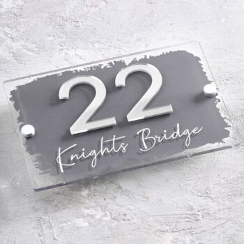Modern Contemporary House Sign Acrylic 3D Brush Stroke Door Number Plaque